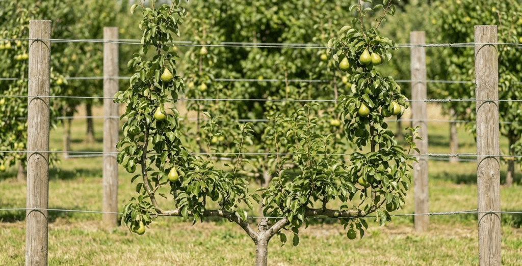 Arbre fruitier palissé en espalier